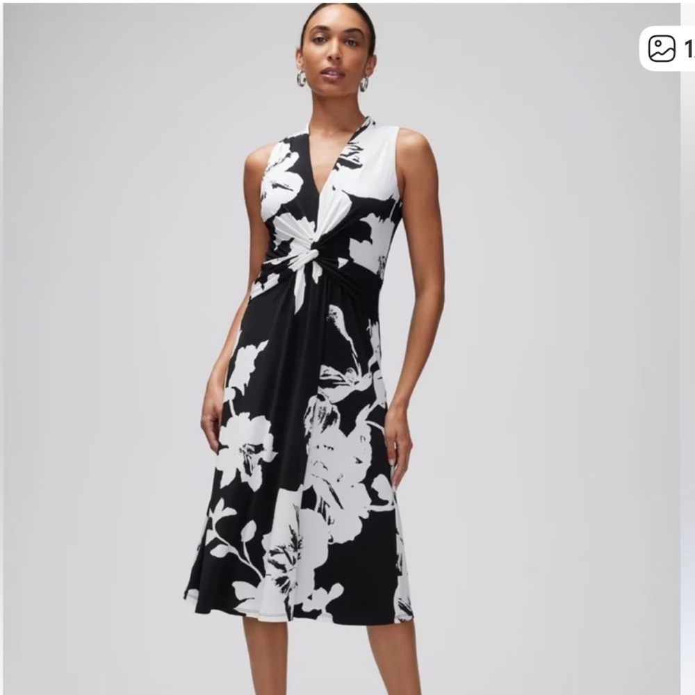 WHBM sleeveless twist front matte Jersey dress